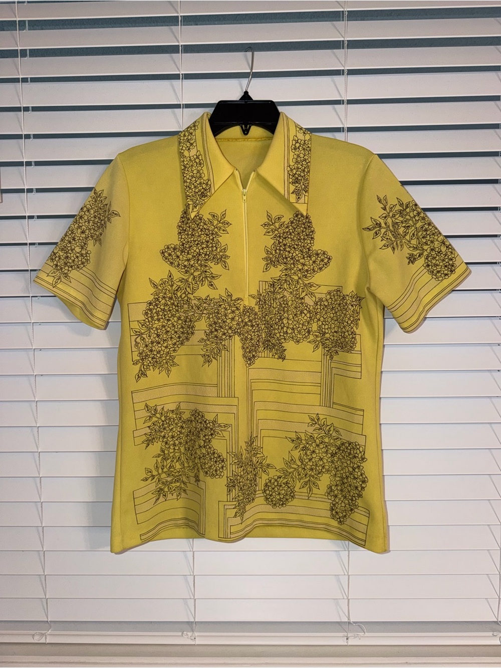 Vintage 70s Shirt Mens M / L Yellow Brown Floral Dagger Collar Hawaiian Retro - Picture 3 of 10